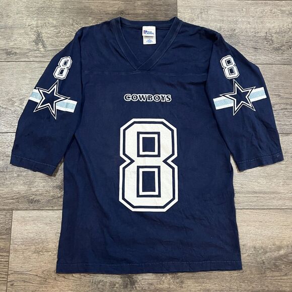 Vintage 90s Pro Line Dallas Cowboys Troy Aikman #8 Navy 3/4 Sleeve Shirt Medium - Picture 1 of 9